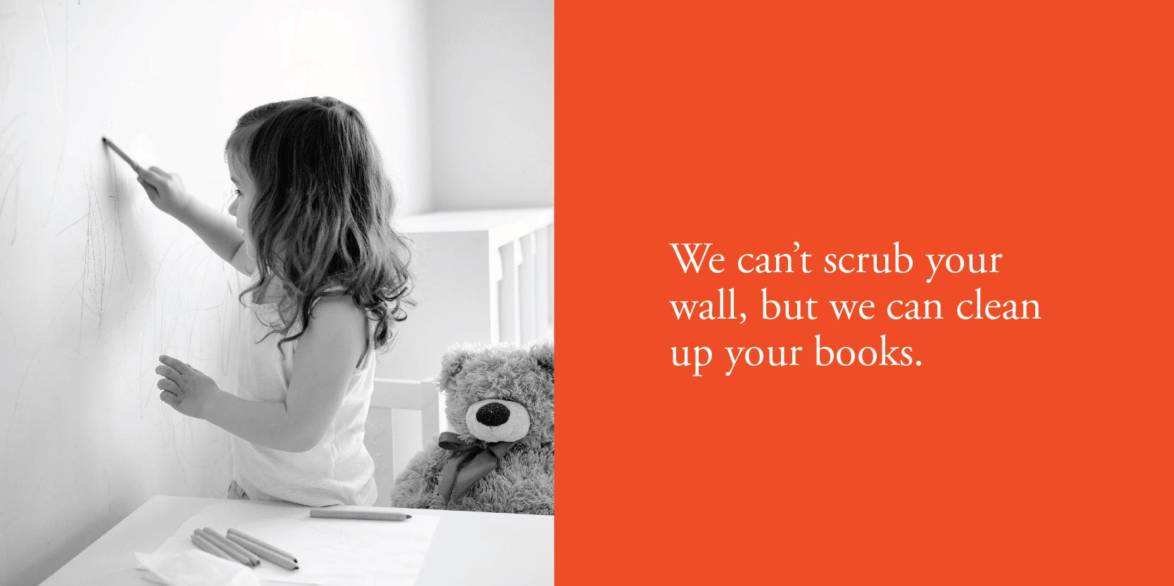 We can't scrub your wall, but we can clean up your books.